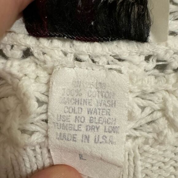 Nan Dorsey Vintage Cotton Open Knit Made in USA Pullover Crewneck Sweater L - Picture 6 of 6